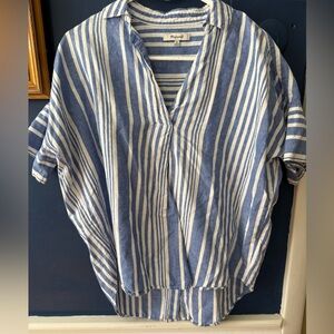Madewell Navy and Cream Striped Blouse